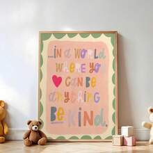 Póster de arte de pared inspirador para el aula - "En un mundo donde puedes ser cualquier cosa, sé amable" Impresión de cita motivadora, decoración en tonos pastel suaves para la habitación de los niños, el aula de preescolar y guardería, el espacio de aprendizaje Montessori, la sala de maestros, la guardería, la educación familiar, la estética del dormitorio de los niños, póster de cita reconfortante, decoración del aula de los niños regalo - Citas inspiradoras para colgar en la pared - Ver 1