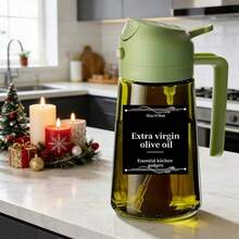 1/2 chai xịt dầu ô liu 2 trong 1, dung tích 470ml, có vòi phun sương mịn, bình xịt dầu bằng thủy tinh màu, thích hợp cho nấu ăn, nồi chiên không dầu, trộn salad, nướng. - Xem 7