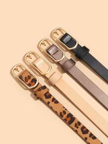 4pcs Oval Buckle Decorative Accessories, Fashionable Versatile Suitable For Daily Use Women's Belt Set - Multicolor - View 4
