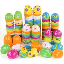 6pcs/12pcs Golden Colorful Plastic Easter Eggs Fillable Easter Eggs With Bunny & Hop Design For Easter Egg Hunt Party Supplies - Multicolor - View 6