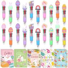 50 Sets Easter Gifts Bulk 4 Colors In 1 Easter Fun Pens Bulk With Greeting Cards 0.7 Mm Multicolor Ballpoint Pens Funny Retractable Pen For Coworkers Teacher Employee Office Supplies - Black Red Blue Green - View 1