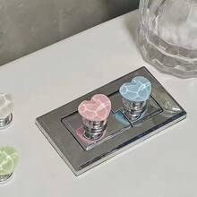 Botón de descarga de inodoro en forma de corazón y de colores, botón auxiliar de descarga creativo para el tanque del baño - A - Ver 6