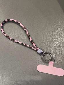 1件装时尚豹纹皮革手机短款挂绳吊坠，可爱简约ins风包包挂件，时尚防丢手机挂绳 - 彩色 - 查看 4