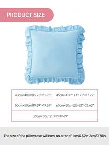 1pc Romantic French Ruffled Quilted Envelope Pillow Cover (Filling Not Included), Fashionable & Romantic Bedroom/Dorm/Sofa Decorative Cushion Cover, Couple/Friend Gift, Machine Washable, Oeko-Tex Certified, Blue - Blue - View 3