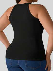 Áo tank top hai dây màu đen cỡ lớn dành cho nữ, có lớp lót, thoáng khí và thoải mái, thích hợp cho hoạt động thể thao và mặc hàng ngày. - màu đen - Xem 2