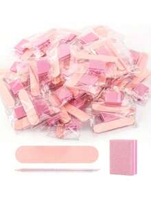 Pink Mini Nail Buffing Block Set, For Nail Art, Includes Nail File And Wooden Stick Nail Buffers, Professional Manicure Kit - Baby Pink - View 1