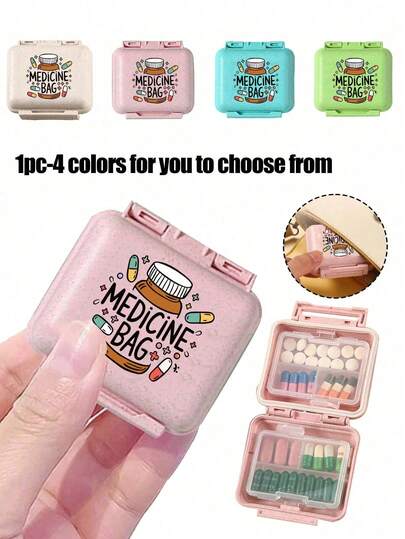 Mini estuche portátil de 6 ranuras para pastillas, caja de almacenamiento de medicamentos, pastillero de viaje impreso con "My Pill Bag" y patrón de pastillas, organizador semanal de pastillas de 6 ranuras, estuche de almacenamiento de pastillas para viaje por primera vez, pastillero diario de vitaminas, estuche de pastillas de bolsillo, caja de almacenamiento encantadora, esencial para el hogar y los viajes, decoración de habitación