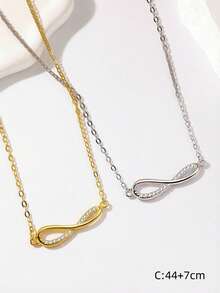 1 pieza Collar con colgante de círculo, lazo y flor de cobre con circonita cúbica, para uso diario y regalo para mujeres - Multicolor - Ver 7