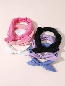6pcs/Set Women's Minimalist Solid Color Hair Accessories, Rabbit Ear Headbands, Suitable For Daily Wear And Vacation In Spring/Summer Summer Beach Hair Bands - Multicolor - View 6