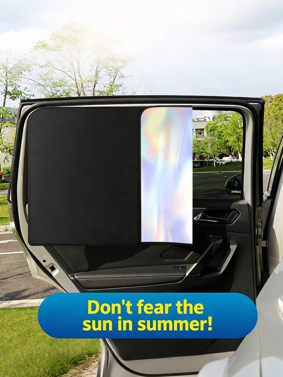 1pc Magnetic Laser Car Sunshade, Baby Rear Privacy Sun Protection Shade, Car Sunshade Curtain Thermal Insulation, Universal Magnetic Rear Seat Sun Blocker - Multicolor - View 1