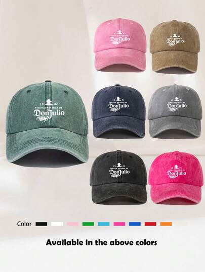 1pc Unisex Printed Distressed Washed Baseball Cap, Vintage Style, Breathable Sports Visor Hat For Outdoor, Fishing, Travel