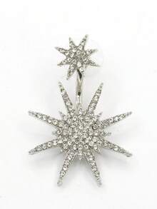 一对时尚精致的镶钻雪花耳环，适合节日、派对和日常佩戴。 - 銀色 - 查看 4