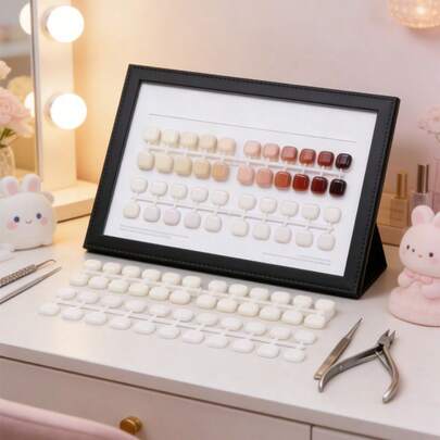 60pcs Square Clear Acrylic Nail Polish Color Card, Solid Color Nail Sticker Card For Nail Salon, Natural Nail Polish Gel Card, Odorless Nail Art Color Board Practice Set