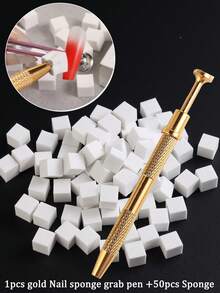 Bộ 50/100 miếng mút xốp vuông dùng cho móng tay, bao gồm bút kẹp móng bằng thép không gỉ màu bạc/vàng, cọ vẽ móng gradient, mút xốp gel vẽ móng gradient, bút gắp móng, bút gắp móng màu bạc, dụng cụ tự làm móng tại nhà. - Nhiều màu - Xem 14