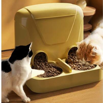 Dual-Port Gravity Pet Feeder, 2-Bowl Automatic Cat Dog Food Dispenser For Multi-Pets, Large Capacity Self-Dispensing Feeding Station With Anti-Spill Design