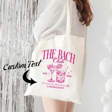 Customized Bachelor Bachelorette Party Canvas Tote Bag, Monogrammed Bridal Wedding Bridesmaid Gift Bag - Multicolor - View 1
