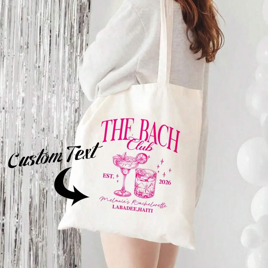 Customized Bachelor Bachelorette Party Canvas Tote Bag, Monogrammed Bridal Wedding Bridesmaid Gift Bag - Multicolor - View 1