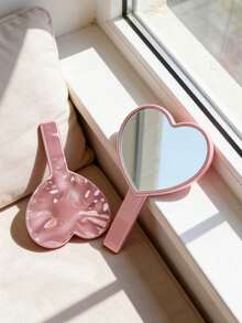 1 chiếc gương cầm tay cỡ lớn, gương trang điểm mạ điện chất lượng cao. - Màu Hồng  Dưa hấu - Xem 6