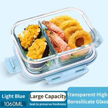 3件套 410毫升/700毫升/1040毫升玻璃食品储物盒，带防漏锁盖的便当盒，适用于微波炉/烤箱/冰箱/洗碗机 - 彩色 - 查看 18