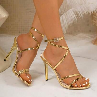 New Arrival Sandals, European And American Style Lace-Up Open Toe Round Toe Shoes, Multi-Color High-End Fashion Versatile Strap High Heel Sandals