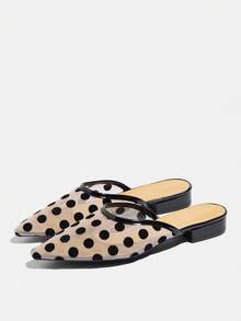 Women's Comfortable Low-Heel Sandals, 2026 Summer Mesh Sandals New Arrival, Elegant Pointed Toe Slippers, Breathable Apricot Polka Dot, Non-Fatiguing Ladies Shoes - Apricot - View 17