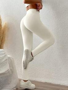 女士高腰保暖裤，加厚保暖休闲裤，秋冬季款 - 白色 - 查看 5