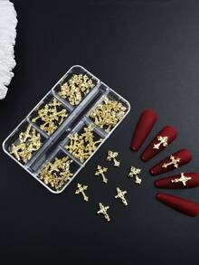 60 Classic European And American Style Luxury Cross Nail Art Decorations, 3 Styles To Mix And Match, Dark Gothic Style, 3D Minimalist And Versatile Nail Art Decorations, Y2K Retro Style Cross Nail Art Decorations, Suitable For Girls And Women's Nail Accessories And Nail Decorations. Nails - Multicolor - View 5