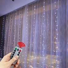 1pc USB Powered 8-Function LED Curtain String Lights, Atmosphere Lights For Bedroom, Hanging, Birthday, Wedding, Party, Indoor Window Background Wall Decor (Remote Control Batteries Not Included) - USB Curtain Light - View 21
