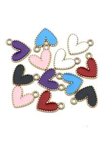 20pcs/Pack Oil Drop Heart Shaped Resin Alloy Pendant, Suitable For DIY Jewelry, Earrings, Necklaces, Valentine's Day Gifts - Multicolor - View 6