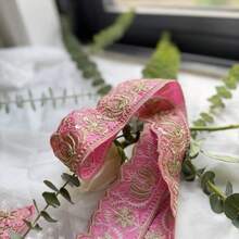 Dây viền trang trí bằng vải bóng siêu dài - Viền ren thêu nhiều màu, thích hợp cho khăn choàng, vải thêu, ren, khăn trải bàn, váy Lehenga, chân váy, viền hoa trang trí kiểu cung đình sang trọng. - Nhiều màu - Xem 15