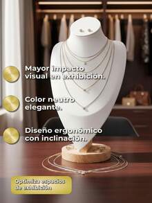 Minimalist Large Bust-Style Necklace Display Mannequin With Stable Base For Jewelry And Photography - White - View 5