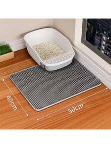 1PC Cat Litter Mat,Cat Litter Mat, Large&Long Double Layer Cat Litter Box Mat, EVA Non-Slip, Waterproof Urine Proof Litter Trapping Mat, Easy Clean Scatter Control,Cat Supplies - Silver - View 14