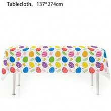 1pc/2pcs Cute Rabbit & Easter Egg Disposable Tablecloth, Suitable For Easter Theme Party Table Decoration - Multicolor - View 11