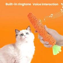 1pc Large Cat Toy, Pet Chew Toy, Cute Paper Rope Carrot Interactive Cat Toy, Self-Entertainment Boredom Relief Durable Chew Toy, Cat Stick Rattle Kitten Teething Scratching Toy - Orange - View 7