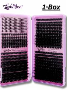 1380pcs/680pcs T50+80D+100D+120D Lash Clusters Kit D Curl High Capacity DIY Eyelash Extensions Suit For Beginners, Faux Mink Eyelashes, Individual Lashes, Mixed Style Lash Clusters Extensions DIY Cluster Lash At Home Makeup Beauty Fake Lash Extensions For Enlarging Your Eyes, DIY At Home, Large Capacity Eyelashes Book, Includes Lash Glue, Tweezers, Brush & Remover, Suitable For Cosplay, Wedding, Night Party, Stage Makeup Beauty, For Christmas, Halloween, Music Festival, Special Occasions - 紫色 - 查看 13