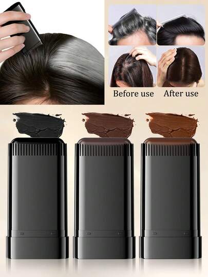 带内置梳子的染发刷 - 易于旋转的涂抹器，防水防汗，持久显色，遮盖白发和灰发，植物基方形配方，易于修补，旅行必备，3种颜色可选，易于均匀涂抹，便携设计，方便携带