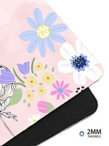 Watercolor Butterfly & Floral Pattern Mouse Pad, Non-Slip Rubber Base With Stitched Edges, Multi-Size Desk Mat For Home Office And Back To School - View 4
