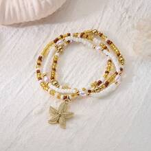 3 piezas Pulseras con forma de estrella de mar, adecuadas para el uso en vacaciones en la playa de las mujeres - Multicolor - Ver 4