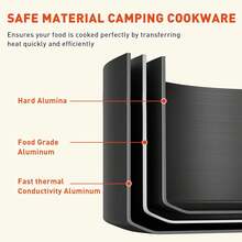 15pcs Camping Cookware Mess Kit,Portable Non-Stick Aluminum Alloy Cookware,Kettle Pot Frying Pan Plates Forks Knives Spoons For Camping, Backpacking, Outdoor Cooking - Orange - View 4