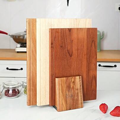 MIYORK 1 Set Book-Shaped Cutting Boards, 3-Color Solid Wood Multi-Size Combination Set With Dedicated Storage Base, Vertical Storage Saves Space, Kitchen Meat & Vegetable Separation Chopping Boards, Food Photography & Tabletop Decor
