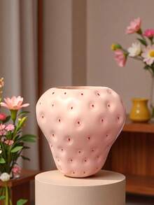 1个草莓造型花瓶，红色树脂可爱装饰花瓶，家居装饰，桌面摆件 - 1PC - 查看 11