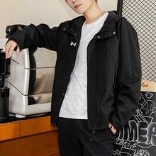 Under Armour男裝外套2026春季新款運動休閒防風連帽外套風衣23600401-001 - 黑色 - 查看 2