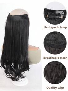 Elegant Women's Clip-On Wig - Long, Straight, Inward-Curling Synthetic Hairpiece With 5 Security Clips, Natural Look And Feel, Hair Clip Extensions. - Multicolor - View 2