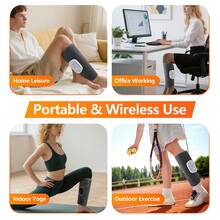 Hailicare Wireless Calf Massager, 4 Modes 8 Intensities Air Pressure Leg Massager, 1800mAh USB Rechargeable, Portable Muscle Relaxation For Home Daily Use - Màu xám đen - Xem 5