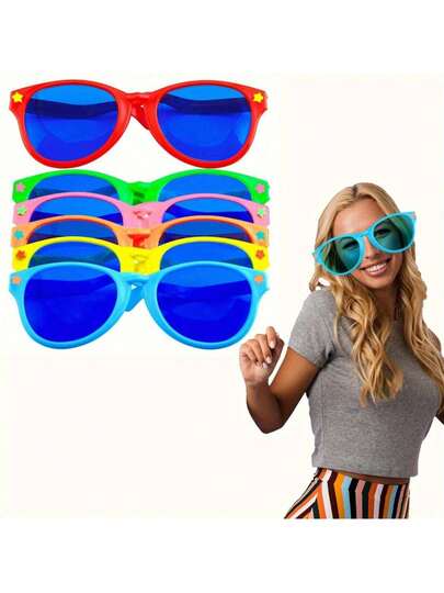 Giant Fun Photo Fashion Glasses - Extra Large Novelty Plastic Glasses For Adults, Party Props, [Random Star Color On Glasses], Suitable For Nightclubs, Costume Parties, And Cosplay.