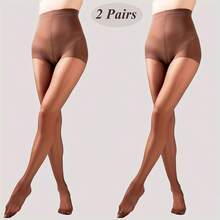 2 st. sexiga minimalistiska strumpbyxor för kvinnor - Kaffebrun - Visa 9