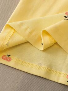 Girls' Classic School Style All-Over Print Short Sleeve T-Shirt, Summer - Yellow - View 6
