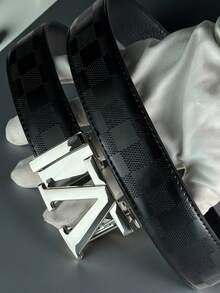 1pc Minimalist Versatile Men's Belt, Letter V Automatic Buckle Leather Belt, Casual Jeans Belt, Business Casual Belt, Suitable Gift For Boyfriend - Multicolor - View 9