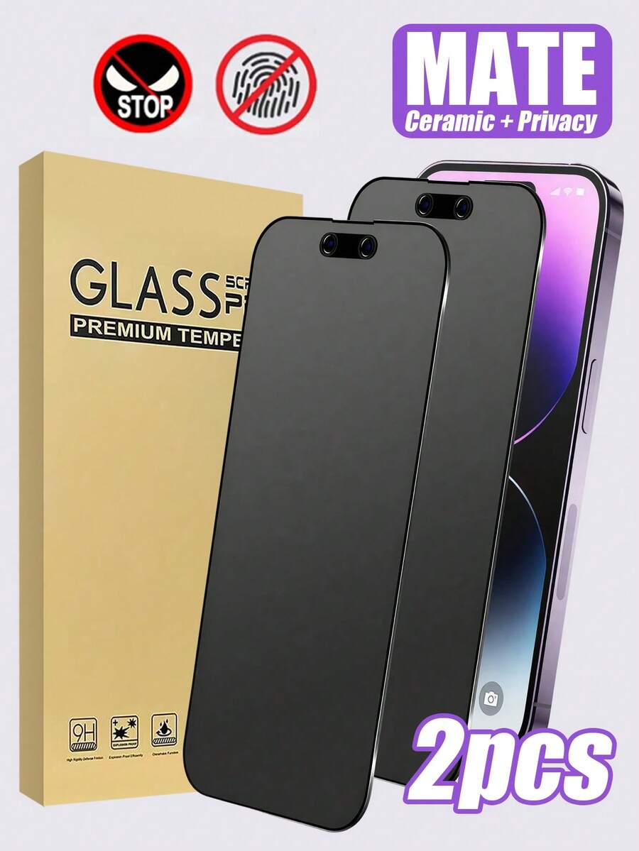 2片裝陶瓷磨砂防窺螢幕保護貼,相容 iPhone 17 Pro Max/17 Pro/17 Air/17/16 Pro Max/16 Pro/16 Plus/16/15 Pro Max/15/14/13/12 及其他機型,觸控順滑無延遲,磨砂質感帶來更絲滑操作感,精準開孔設計易於貼附且不干擾手機殼,有效防止指紋與刮痕,支援基礎防水功能 - 黑色 - 查看 1