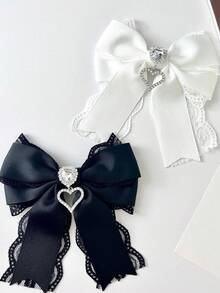 Schleifenspitze Schmetterling Kristall Herzförmige Brosche, süße Dekoration für Damenbekleidung, Hemden, Studentenaccessoires, Valentinstag Geschenk, Fest, Reise - Verschiedenfarbig - Übersicht 7